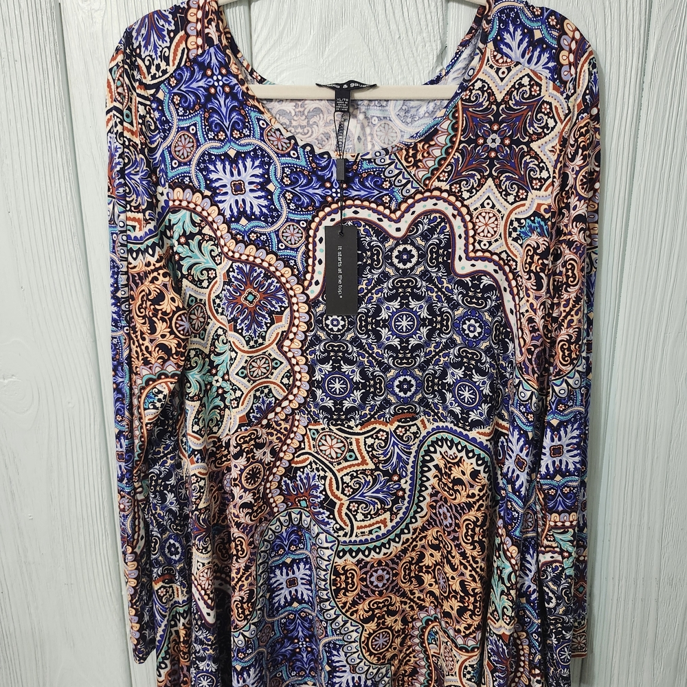 Colorful Paisley Long Sleeve Dress